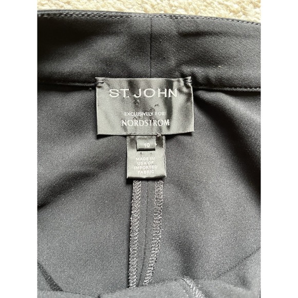 Women's  St John Designer Dress Pants Black Straight Leg  Zipper Size 10 - Picture 2 of 7